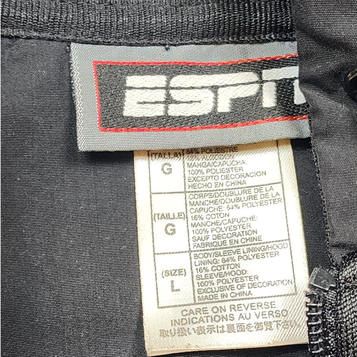 ESPN Hoodie Sweatshirt Mens Large Full Zip Athletic Jacket Gym Kangaroo Pockets