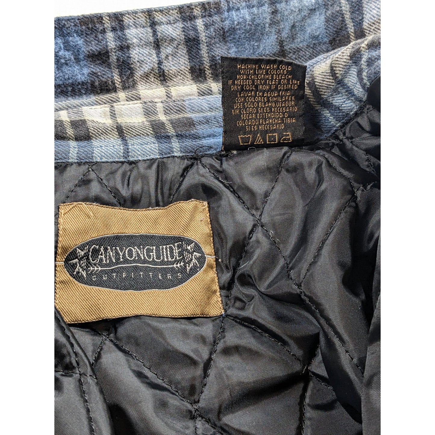 Canyon Guide Outfitters Quilted Flannel Jacket Mens Large Blue Plaid Shirt Coat