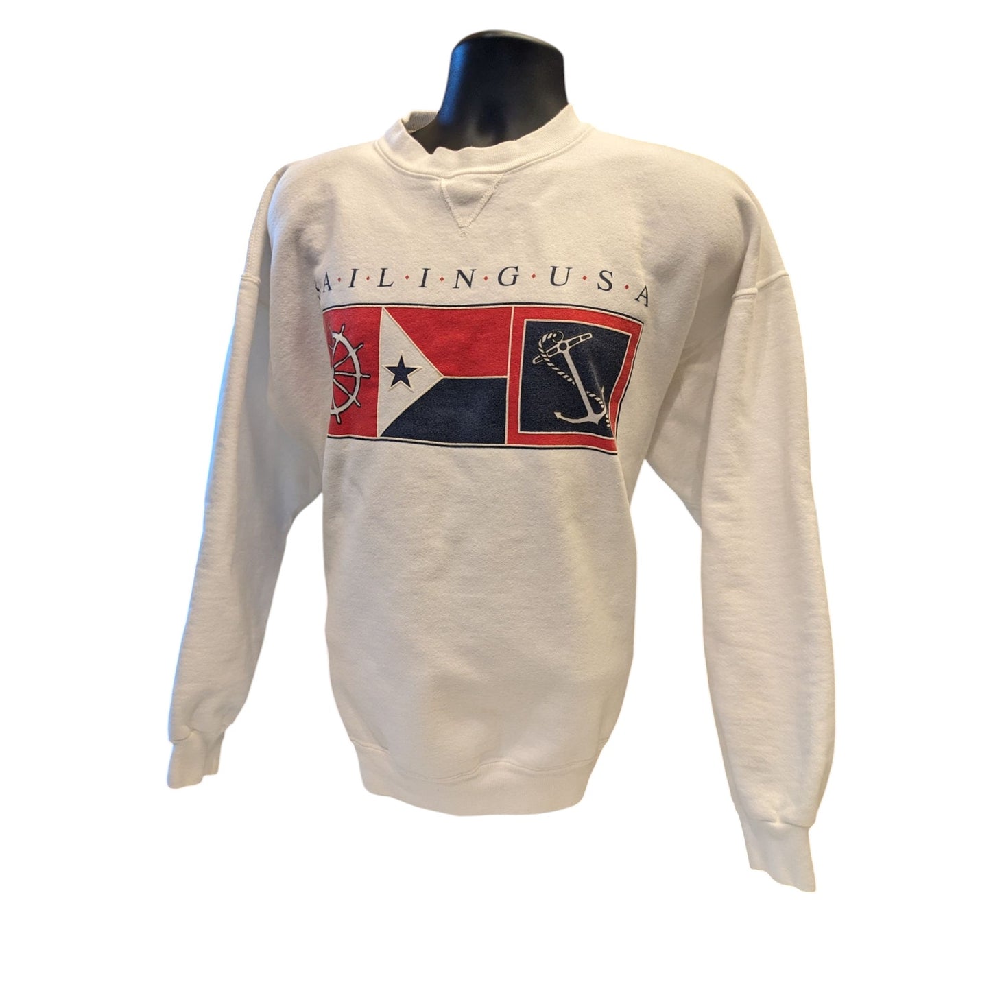 Vintage Galt Sand Sailing USA Sweatshirt Mens XL Crewneck Flag Anchor Pullover