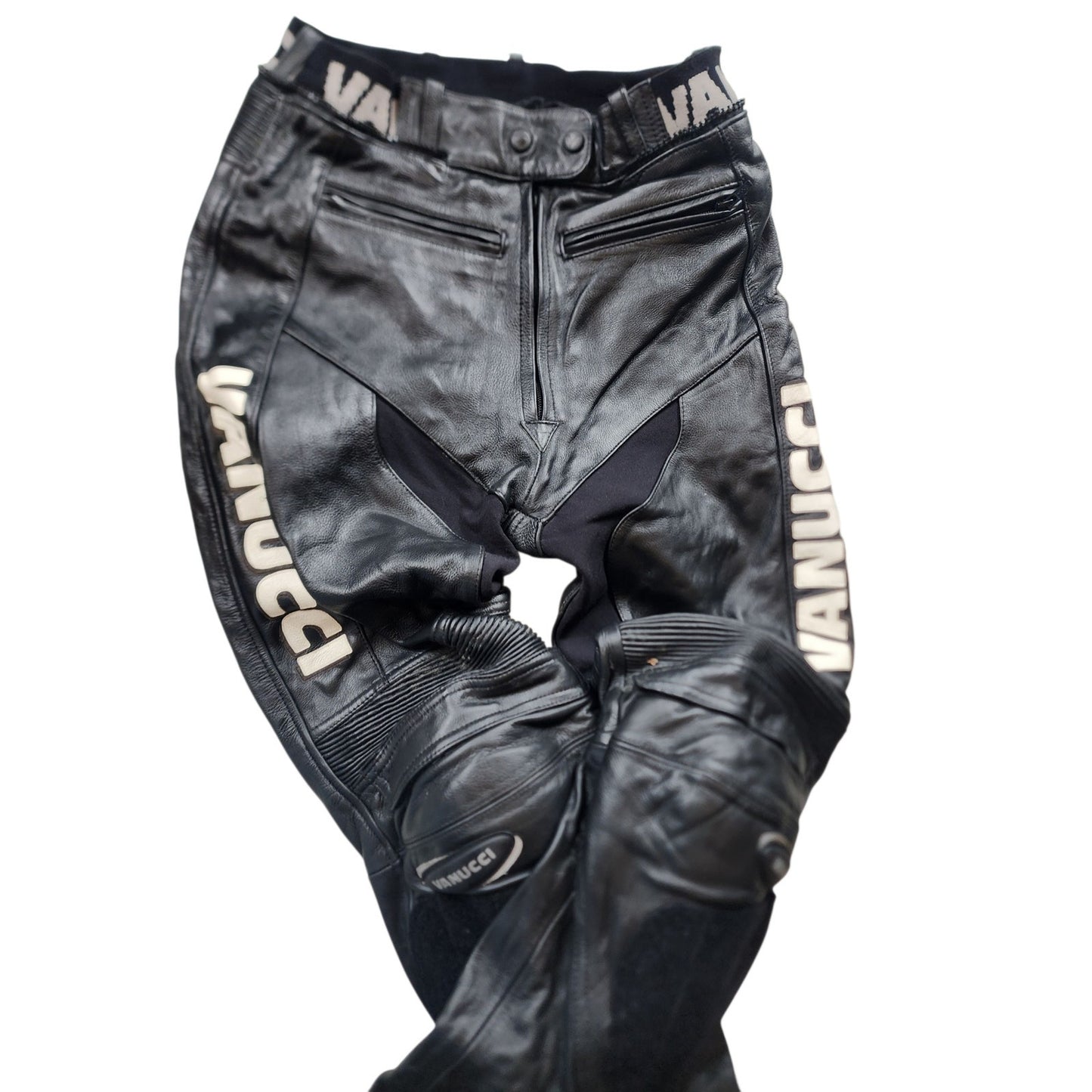 Vanucci Motorcycle Pants Mens 38 EU 28x30 Leather Trousers Knees Protective Moto