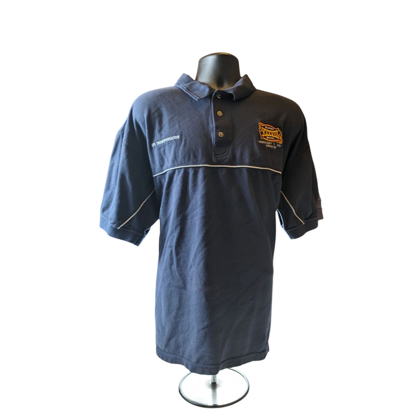 Reebok Golf Super Bowl XXXVIII Polo Shirt Mens XXL NFL Transportation Navy