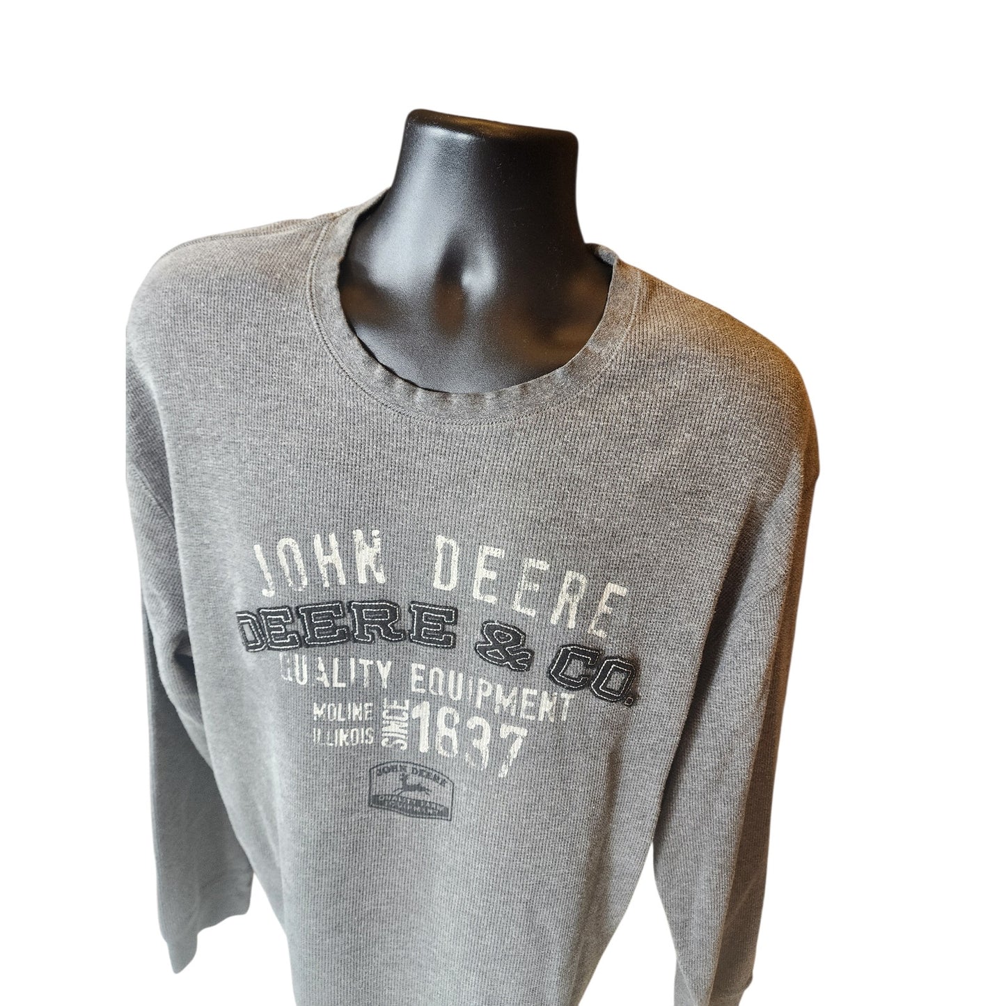 John Deere Long Sleeve Shirt Mens XXL Thermal Waffle Knit Crewneck Casual 1837