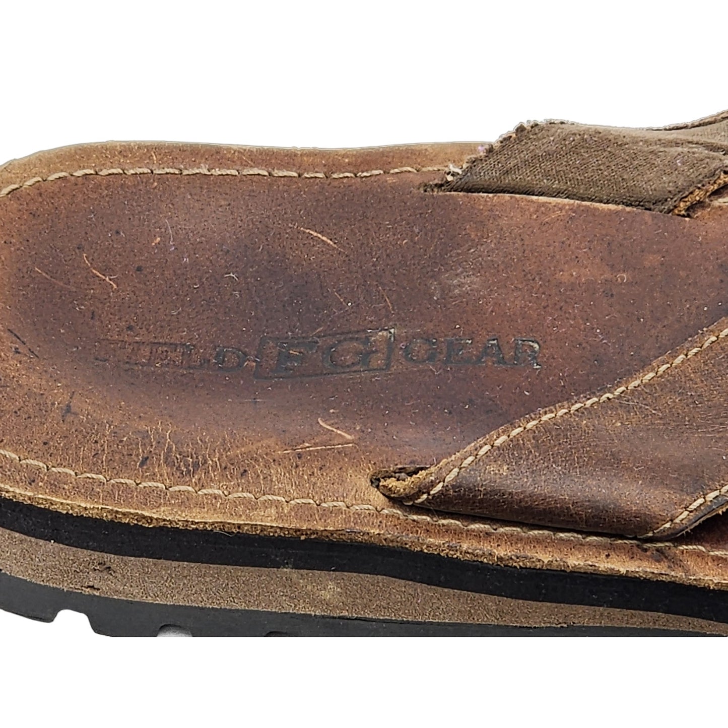 Field Gear Sandals Men 9 Brown Leather FlipFlop Outdoor Adventure Vacation Beach