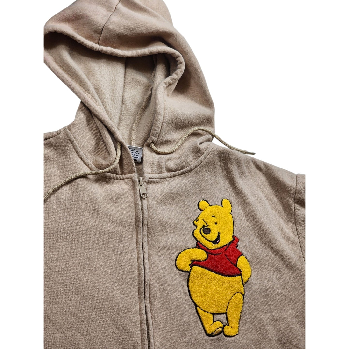 Disney Winnie the Pooh Fleece Hoodie Jacket Large Zip Up Freeze Embroidered Y2K