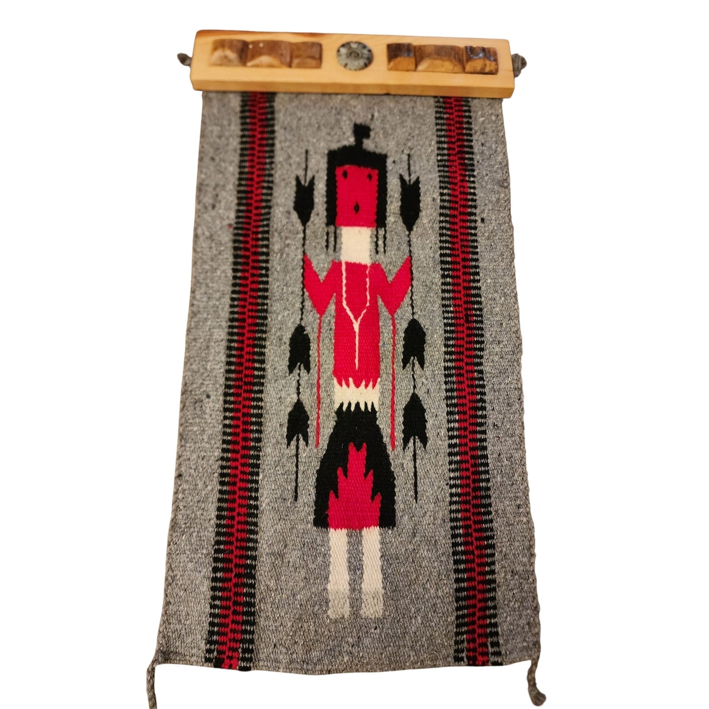 Native American Navajo Yei Wool Rug Handwoven Wall Hanging Southwestern 31x15