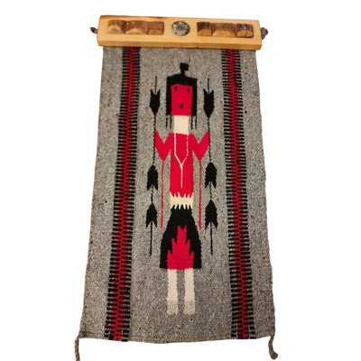 Native American Navajo Yei Wool Rug Handwoven Wall Hanging Southwestern 31x15