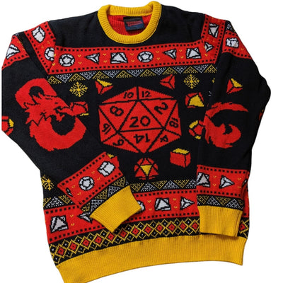Dungeons and Dragons Ugly Christmas Sweater Womens Large Pullover Gamer Cosplay