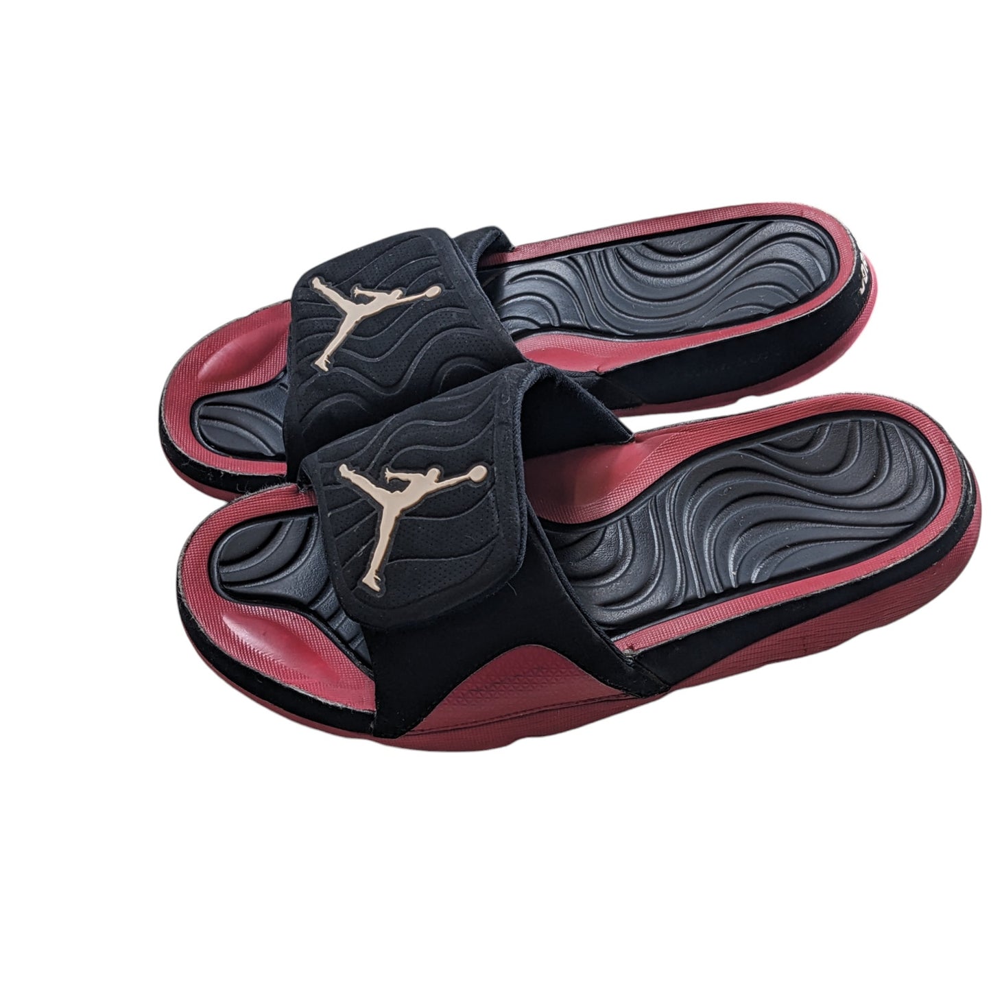 Nike Air Jordan Slides Sandals Mens 8 Black Red Adjust Strap Summer 705163-001