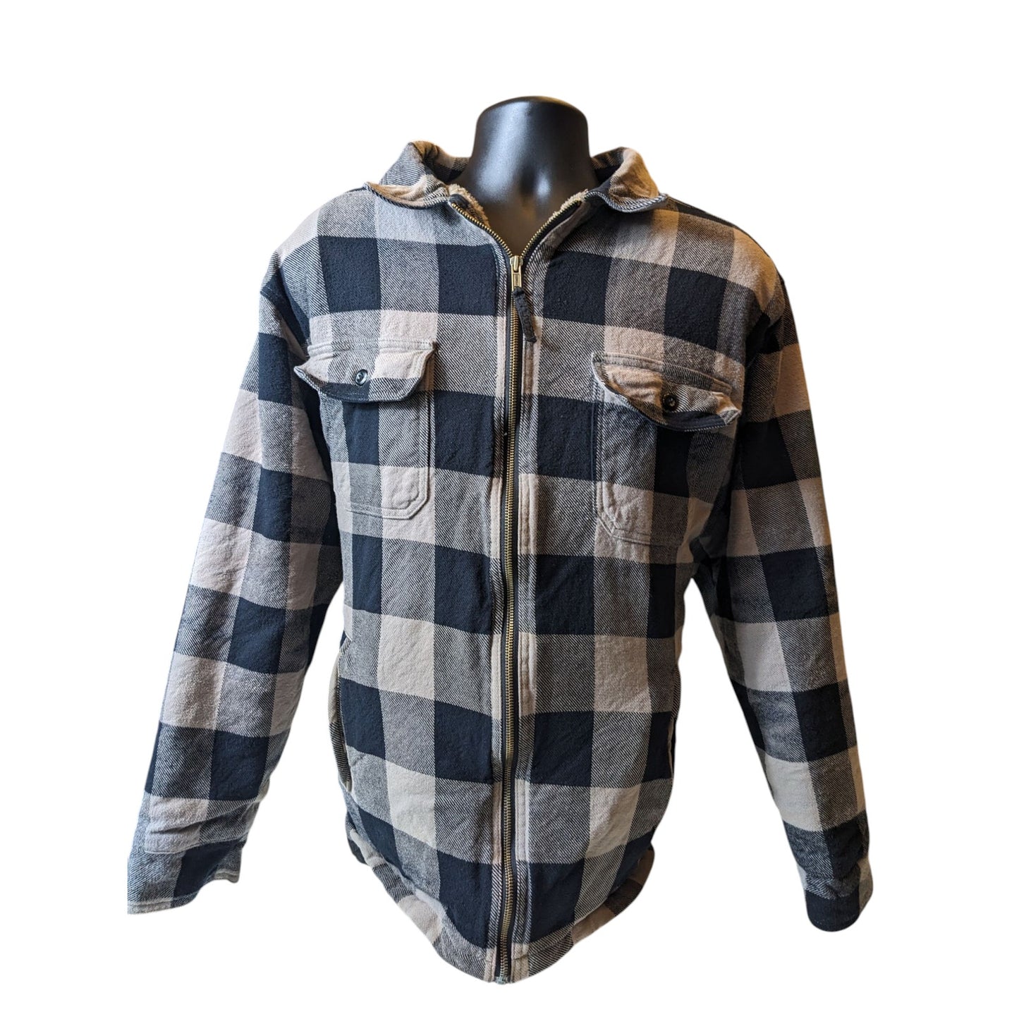Field N Forest Sherpa Flannel Jacket Men XLT Zip BuffaloPlaid Lumberjack Shacket