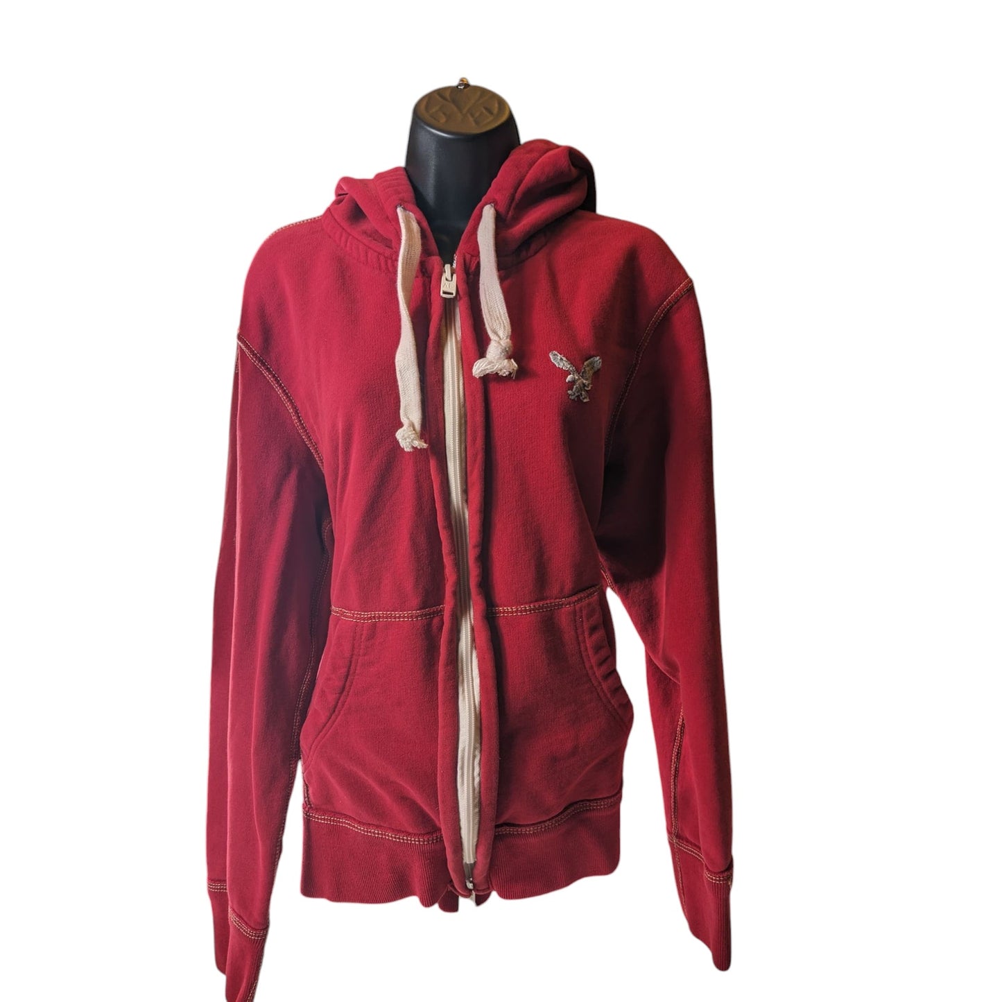 American Eagle Outfitter Men Medium Women Large Red Zip Hoodie Sweatshirt Fleece