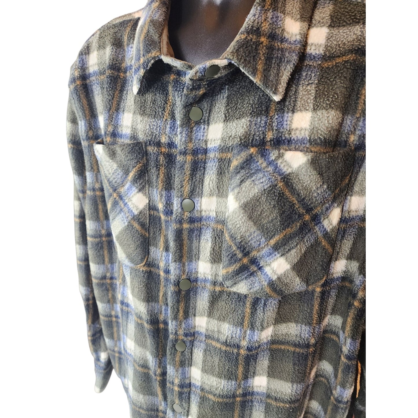 Marks Spencer M&S Fleece Jacquard Check Overshirt 3XL Flannel Shirt Jacket Snap