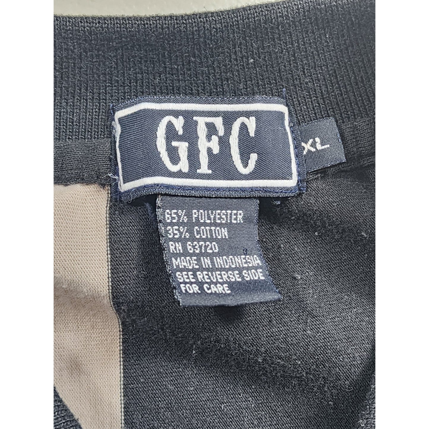 GFC Polo Shirt Mens XL Striped Crest Logo Short Sleeve Casual Golf Preppy 90s