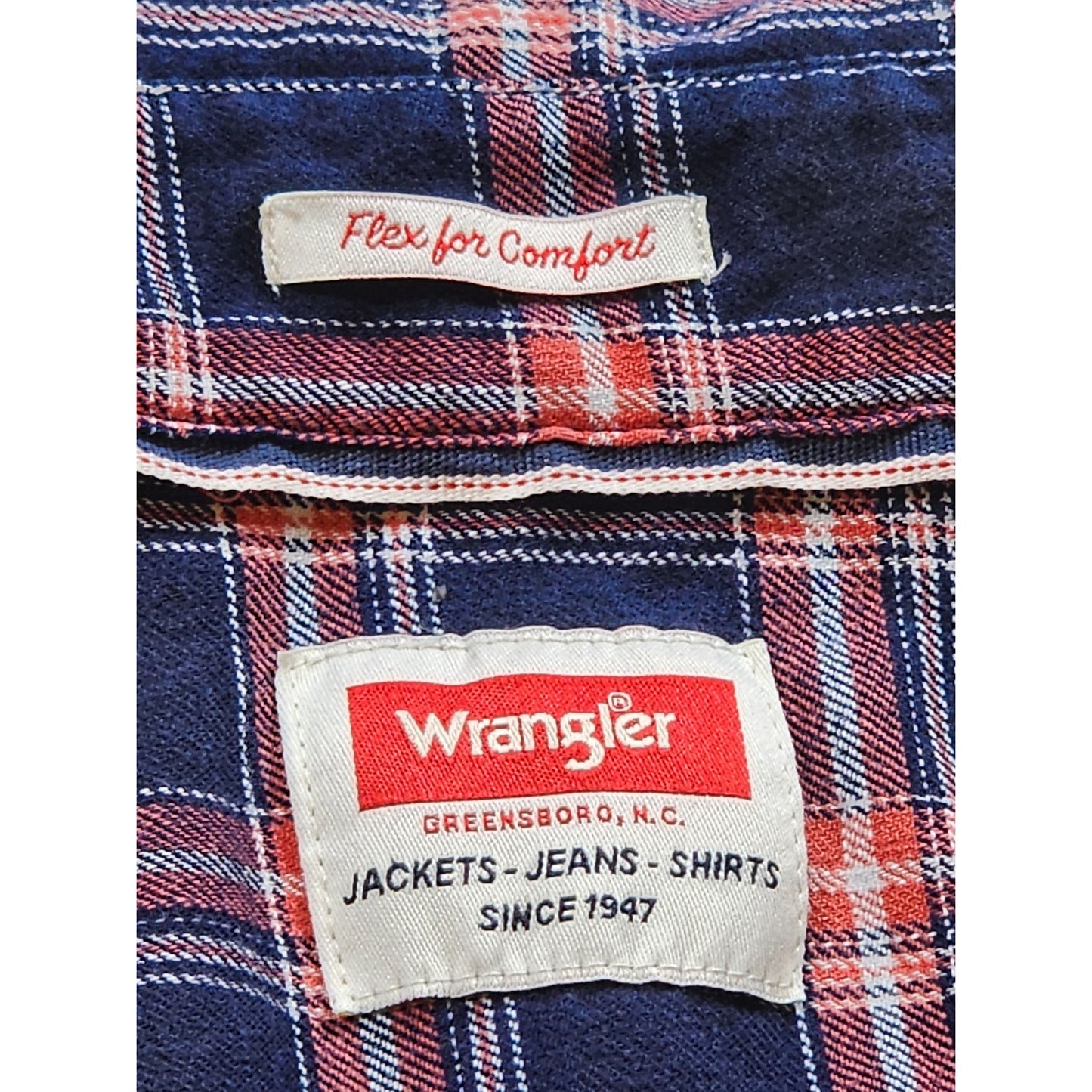 Wrangler Plaid Flannel Shirt Mens 2XL Button Western Flex Comfort Cowboy Rodeo