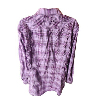 Duluth Trading Shirt Women XL Purple Plaid Button Front Long Sleeve Western Top