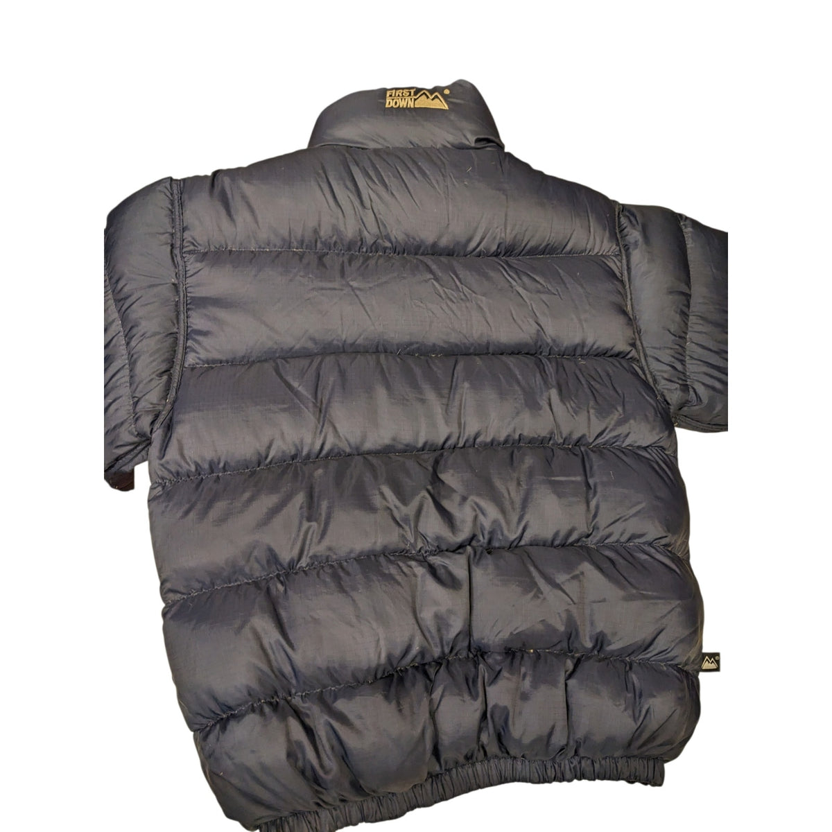 First Down Puffer Jacket Mens Medium Navy Duck Down Feather Y2K Streetwear Coat