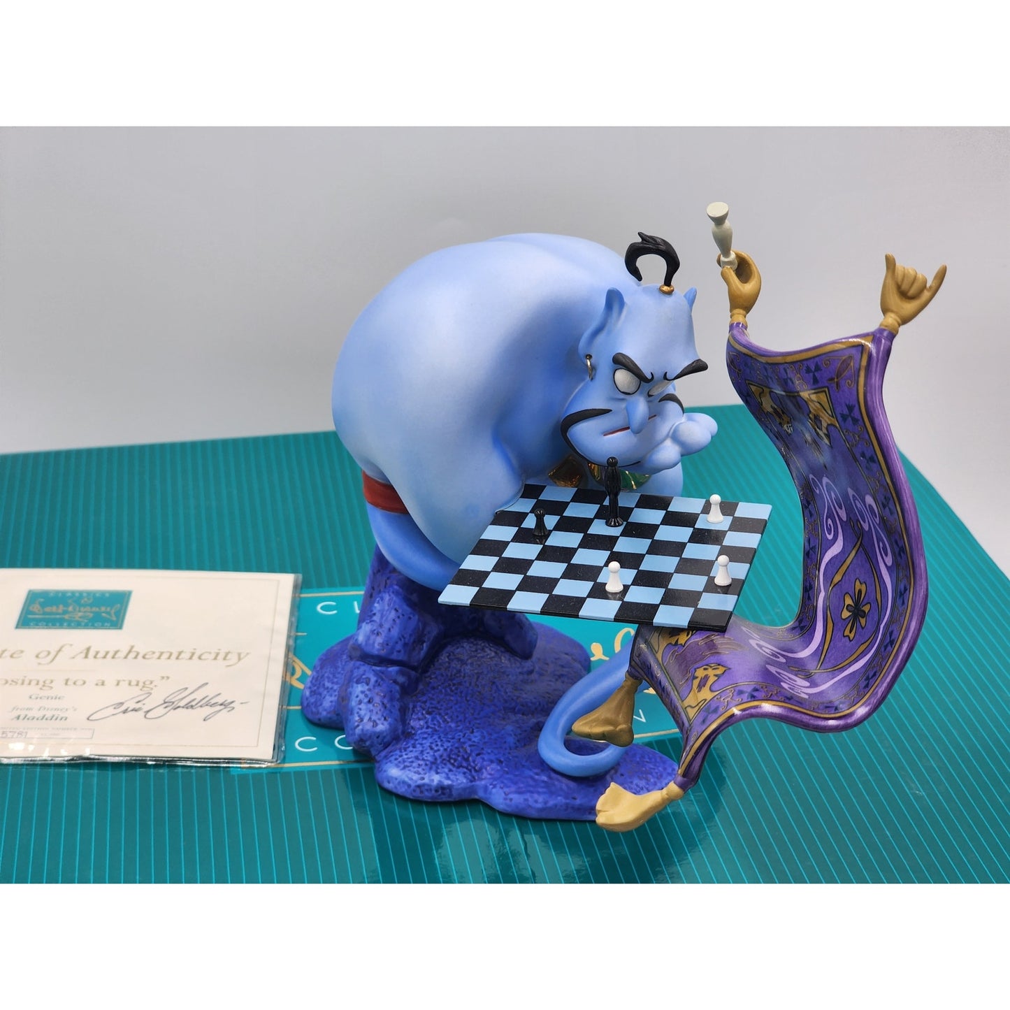 WDCC Aladdin Genie Chess Figurine I’m Losing to a Rug Figure LE Retired COA Box