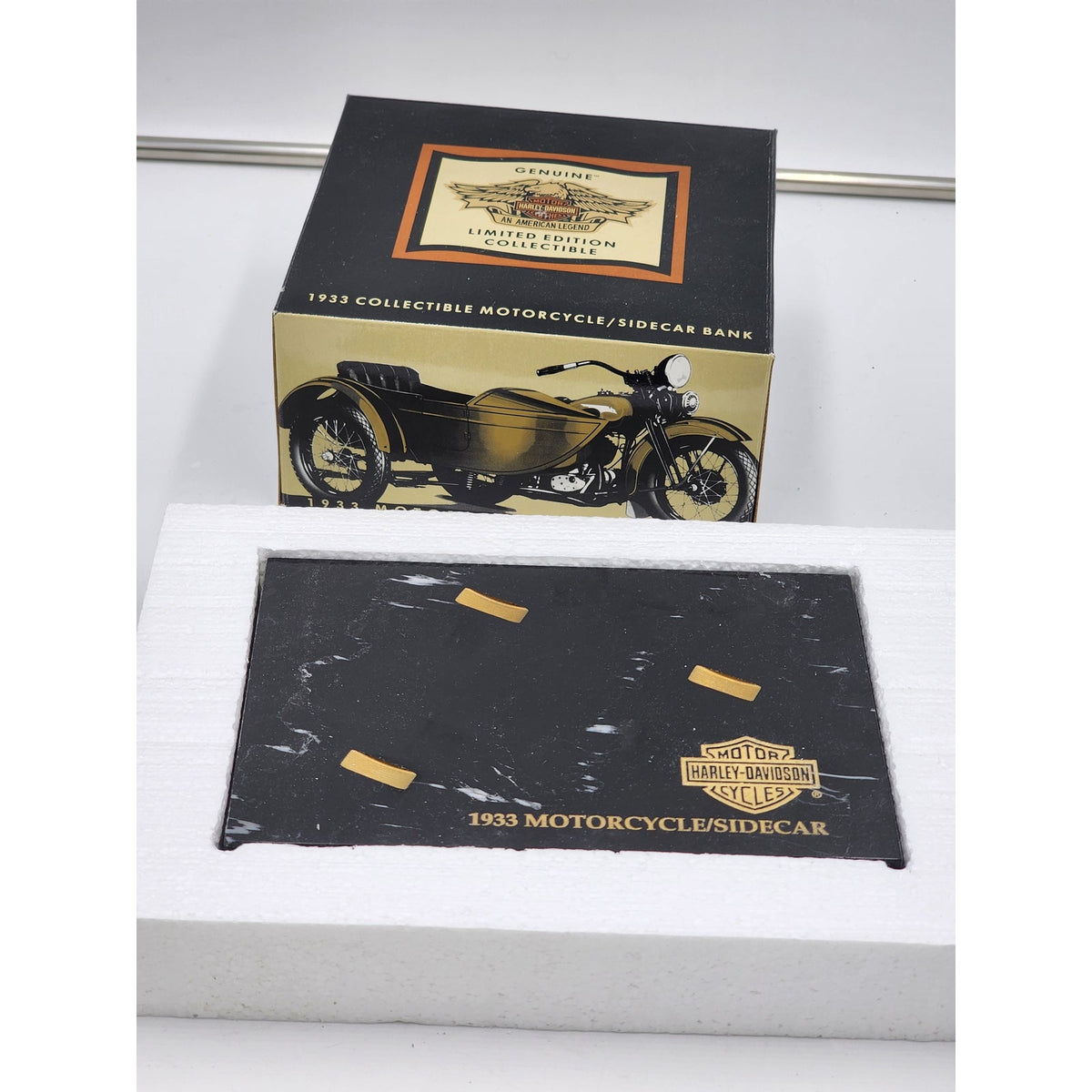 Harley Davidson 1933 Motorcycle Sidecar Bank Marble 1/12 Ultra COA 99205-94v Box
