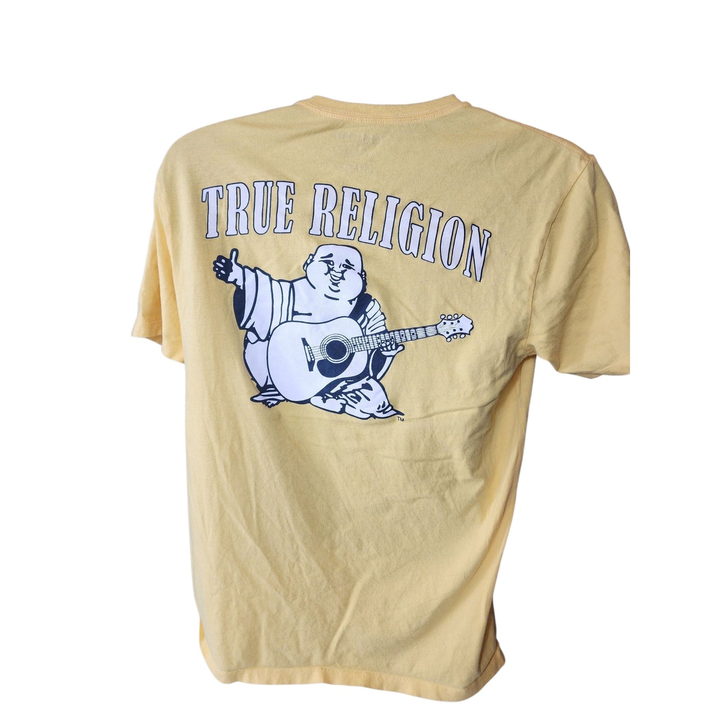 True Religion T Shirt Men Medium Graphic Tee Buddha Guitar Logo Streetwear Top