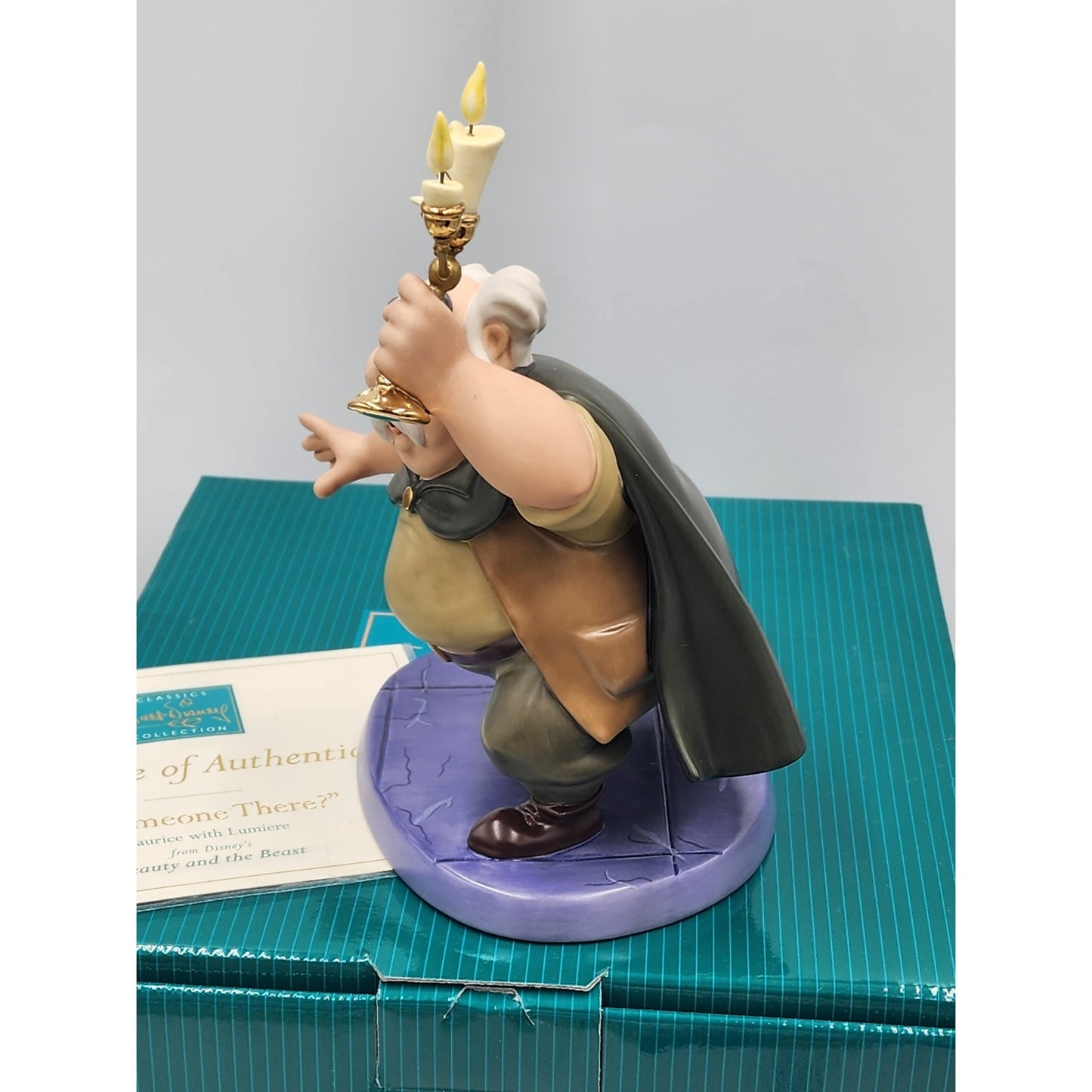 WDCC Beauty and the Beast Is Someone There? Maurice Lumiere Disney COA Box