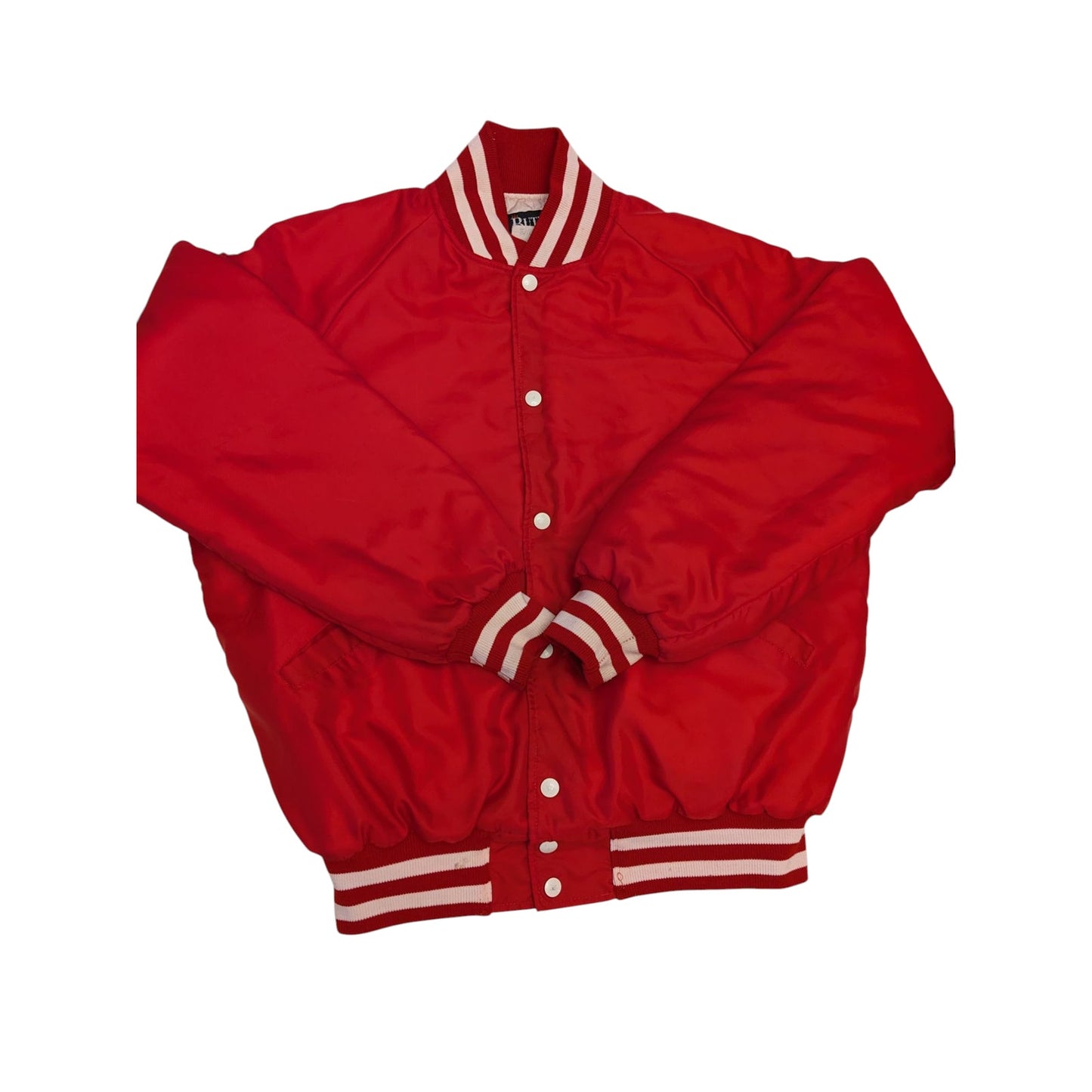 Vintage Butwin Red Satin Varsity Jacket Adult Large USA Snap Front Preppy