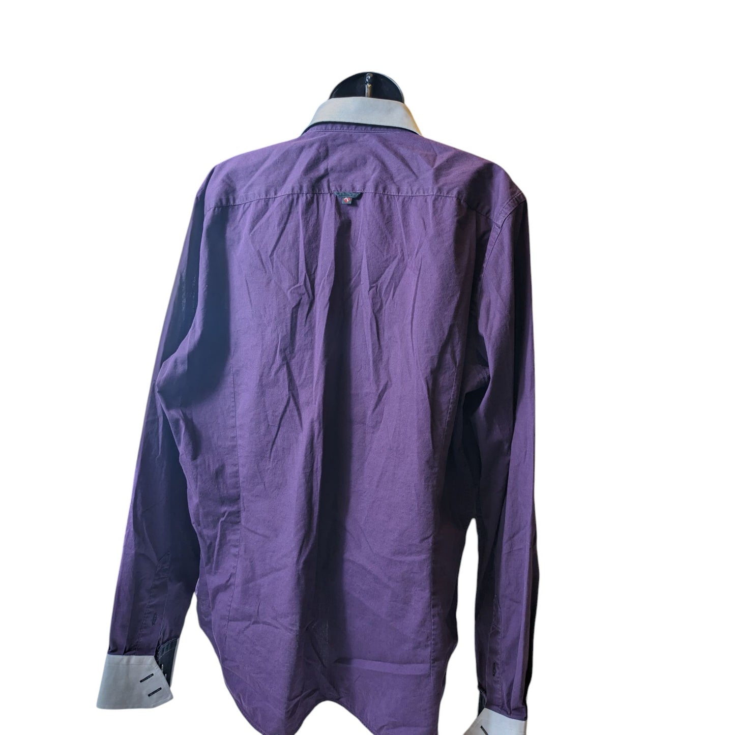 7Camicie Shirt Mens XL 17.5 44 Slim Fit Stretch Dress Purple Collar Button Up