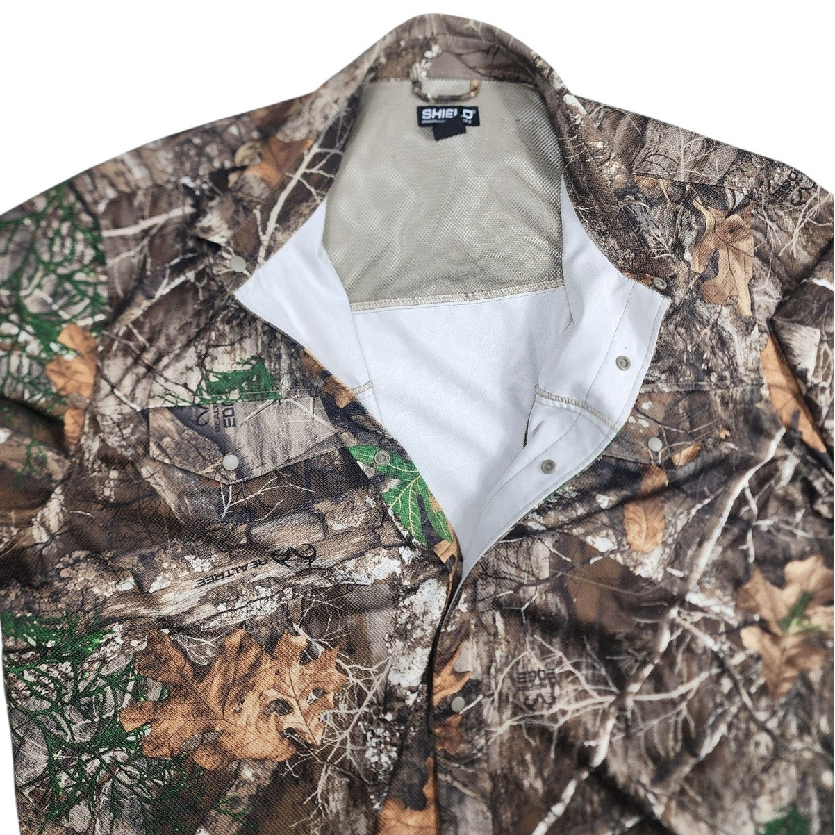 Shield Series Men 2XL Camo Hunting Shirt Long Sleeve Button Up Realtree Edge Top