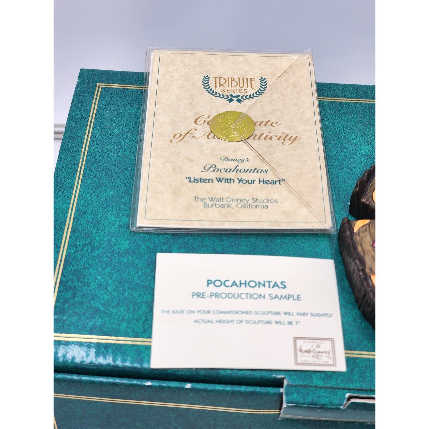 WDCC Pocahontas Tribute Listen With Your Heart Pre-Production Sample COA Box