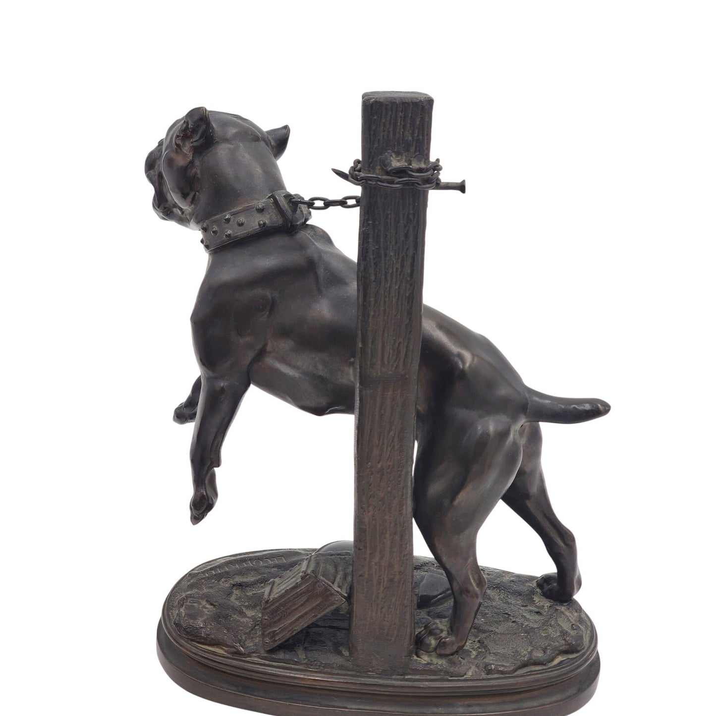 Lecourtier Signed Bronze Bulldog Sculpture French Animalier Statue Vintage 11"