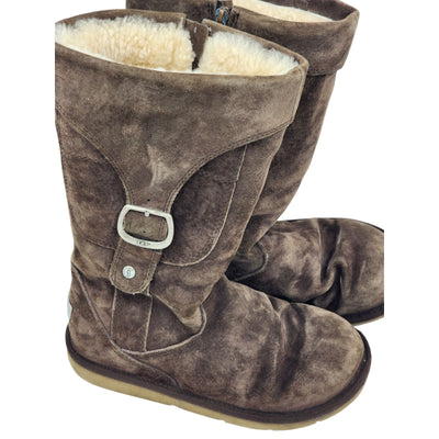 UGG Winter Cargo Boots Womens 7 Suede Shearling Tall Buckle Zip Hiking 5132