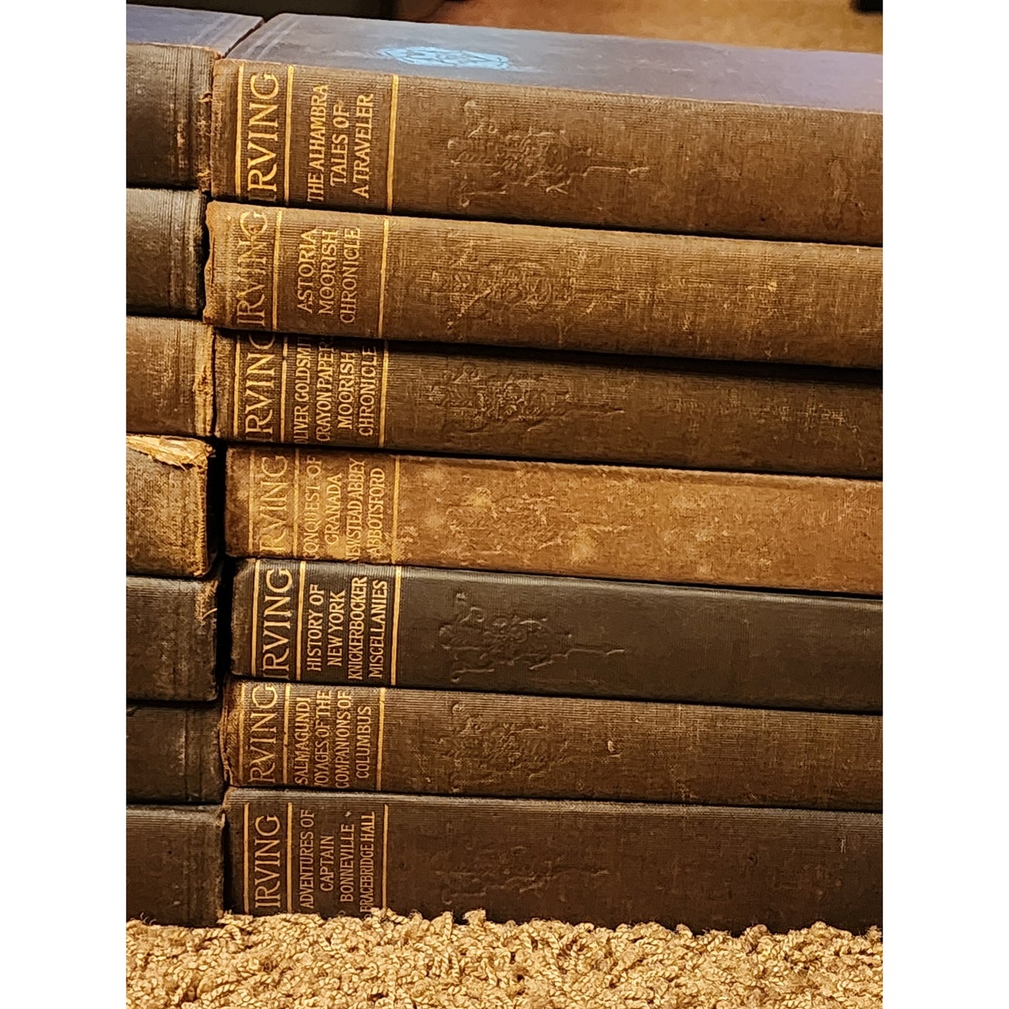 The Works Of Washington Irving 15 Book Volume Frontispiece Antiquarian Antique