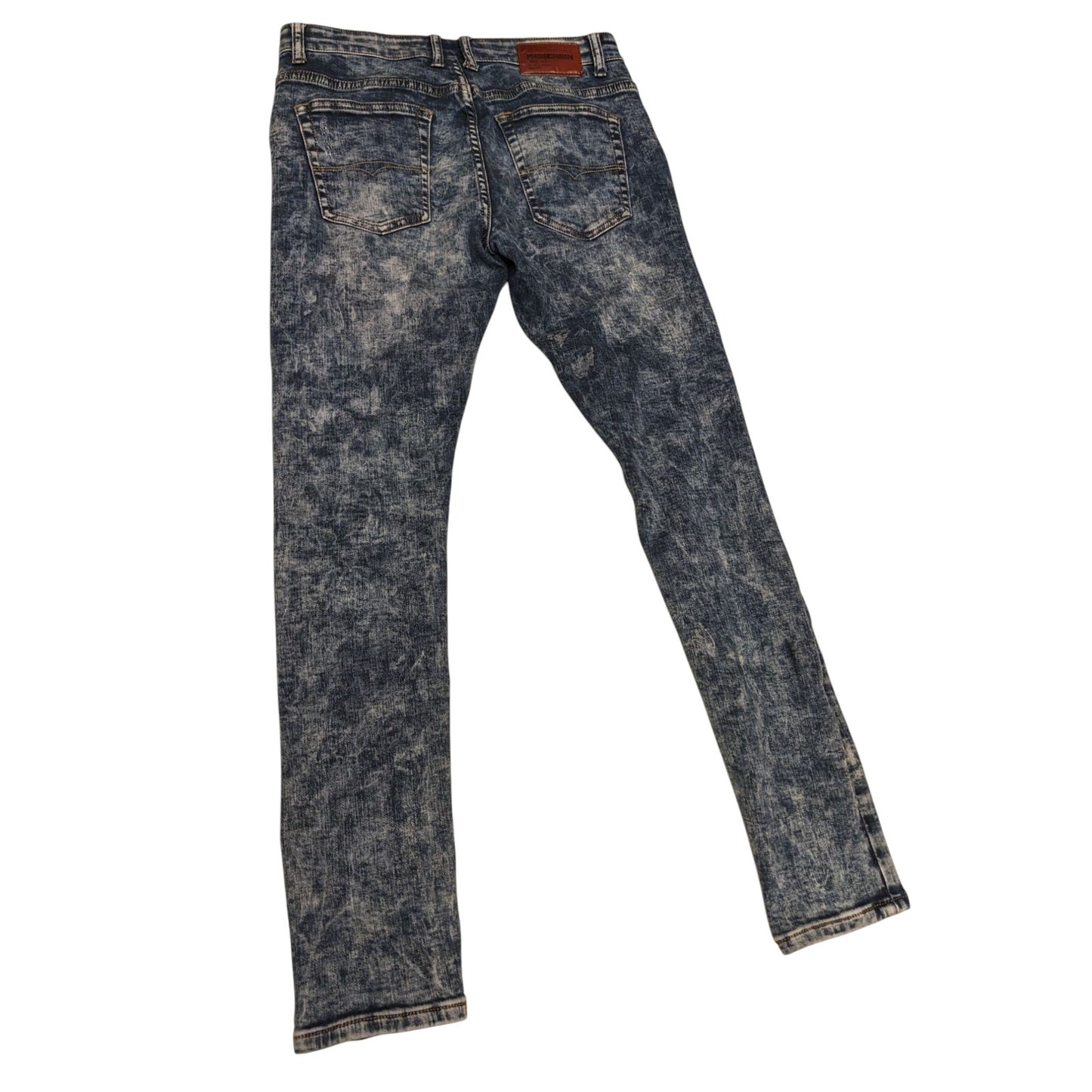 USTORM Jeans Mens Slim Fit 32x32 Blue Acid Wash Distressed Denim Retro Y2K Vibe