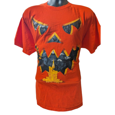 Jerzees Pumpkin Halloween Graphic Shirt Men Large Women XL Jack O Lantern Spooky