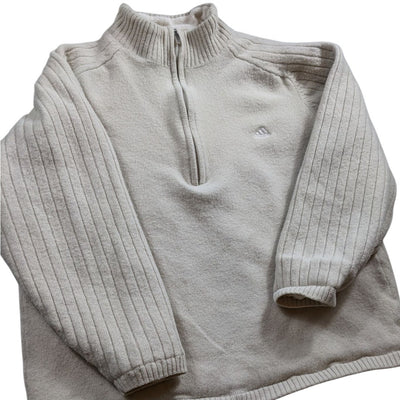 Adidas Fleece Sweater Mens Large Ribbed Knit Pullover Athleisure Sweatshirt Mesh