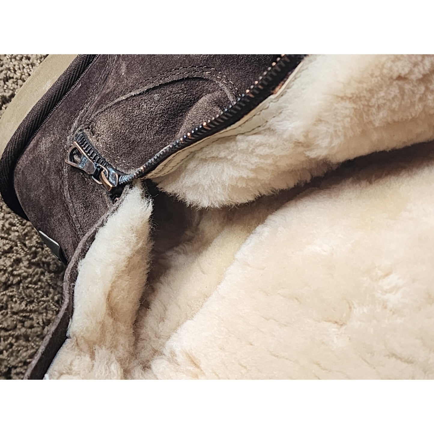 UGG Winter Cargo Boots Womens 7 Suede Shearling Tall Buckle Zip Hiking 5132
