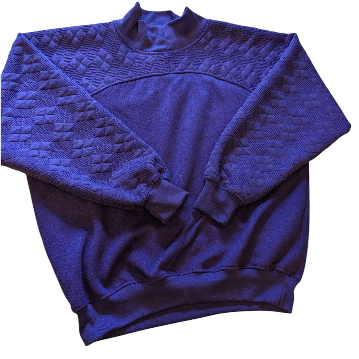 Vintage Gitano Sweatshirt Women Medium/Large Purple Quilted Pullover Mock Neck