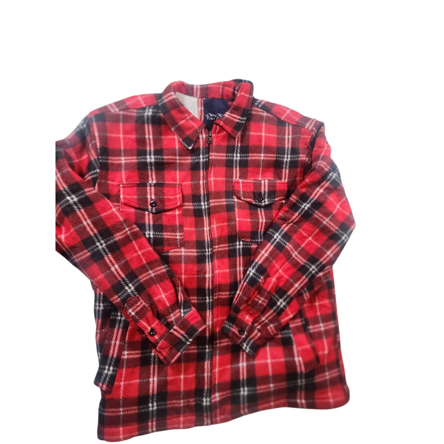 Port Nova Plaid Sherpa Zip Shirt Jacket Men XL Flannel Buffalo Hiking Lumberjack