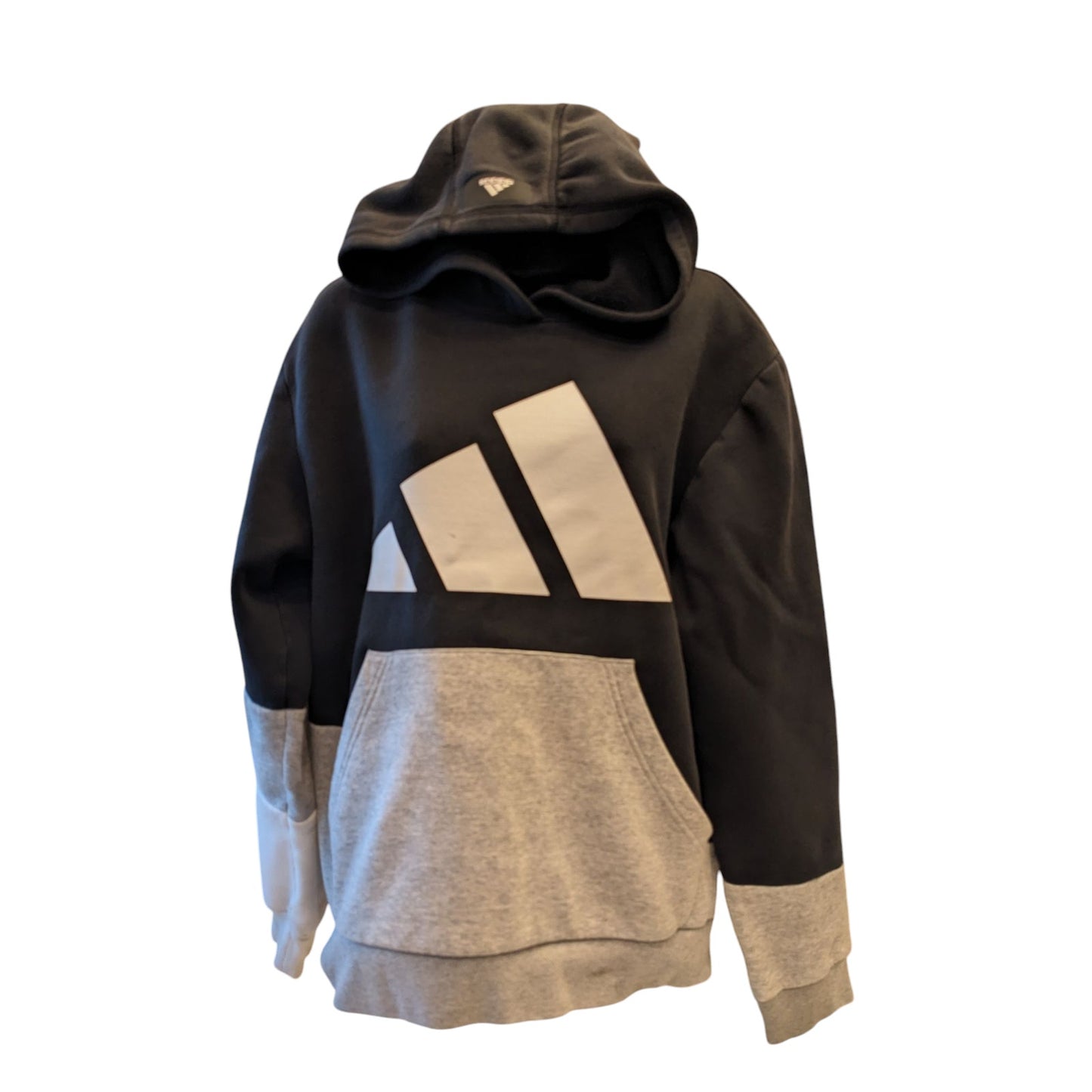 Adidas Hoodie Men Medium Primegreen Colorblock Logo Pullover Sweatshirt Kangaroo