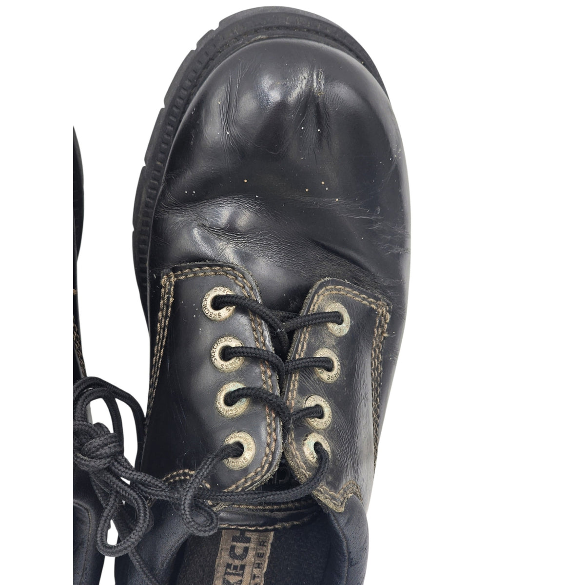 Skechers Leather Shoes Lace Up Mens 8 Rugged Lug Sole Work Casual SN6790 Oxford