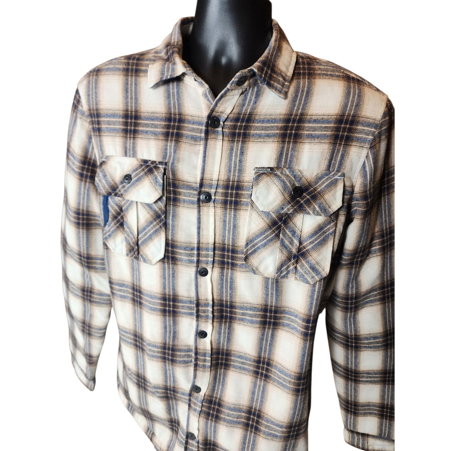 Buffalo David Bitton Mens Large Sherpa Lined Plaid Flannel Jacket Shirt Shacket