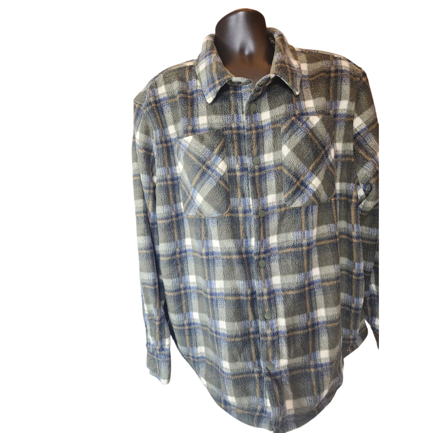 Marks Spencer M&S Fleece Jacquard Check Overshirt 3XL Flannel Shirt Jacket Snap