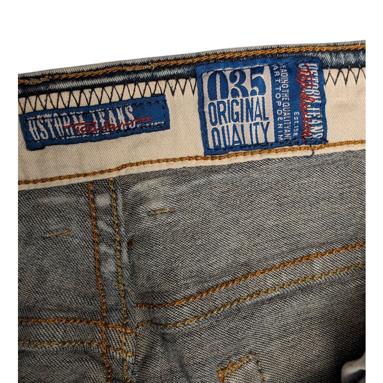 USTORM Jeans Mens Slim Fit 32x32 Blue Acid Wash Distressed Denim Retro Y2K Vibe