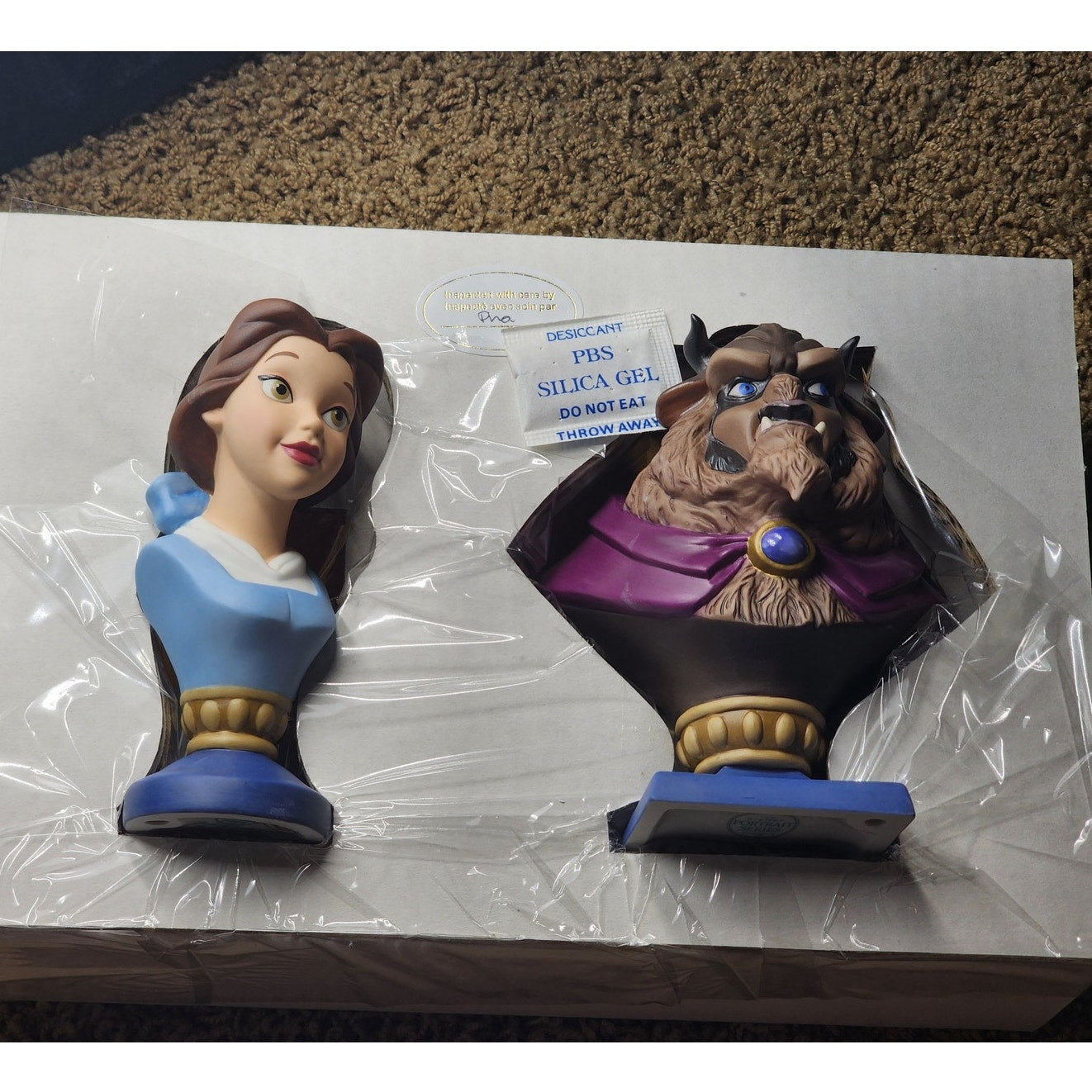 WDCC Disney Belle Beauty Beast Bust Figurines Set Portrait Series LE COA Boxed