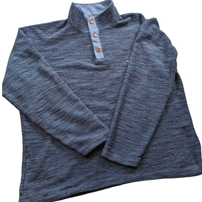 Southern Marsh Sweater Mens XL Pullover Blue Quarter Snap Mock Neck Preppy