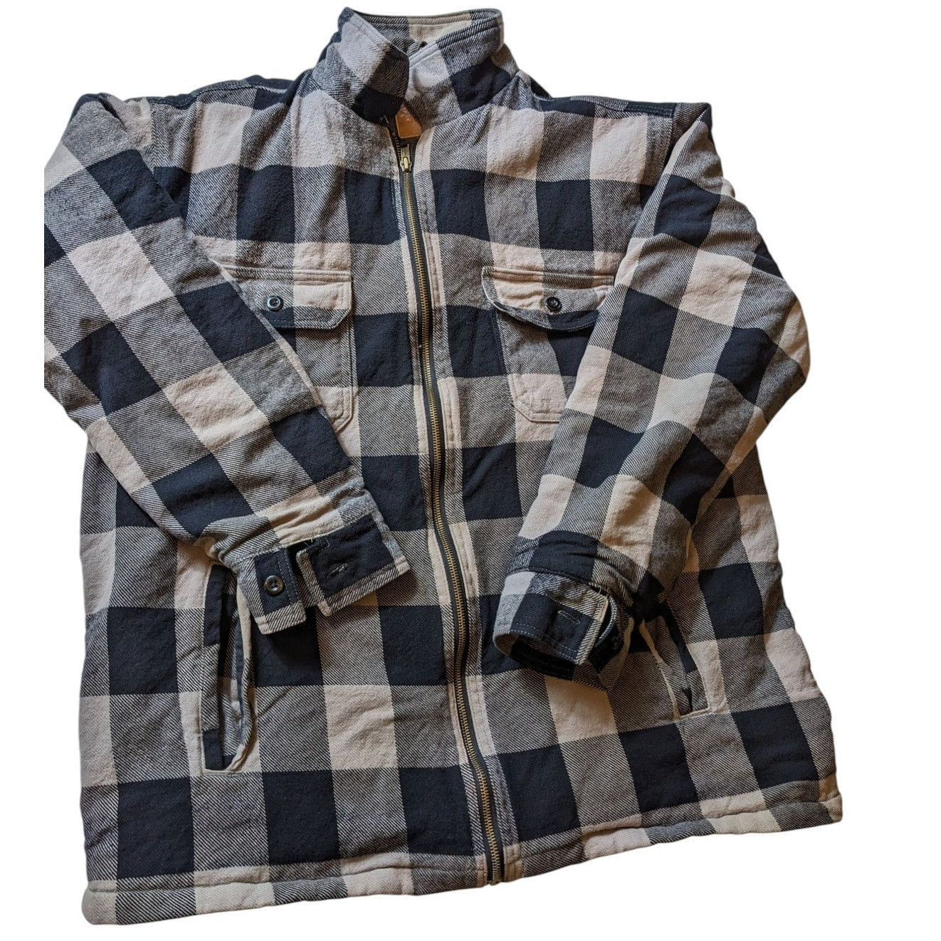 Field N Forest Sherpa Flannel Jacket Men XLT Zip BuffaloPlaid Lumberjack Shacket
