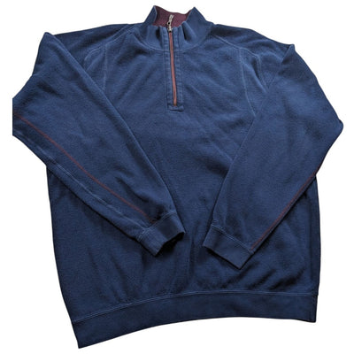 Tommy Bahama Pullover Sweatshirt Mens Large Zip Navy Blue Fleece Preppy Warm
