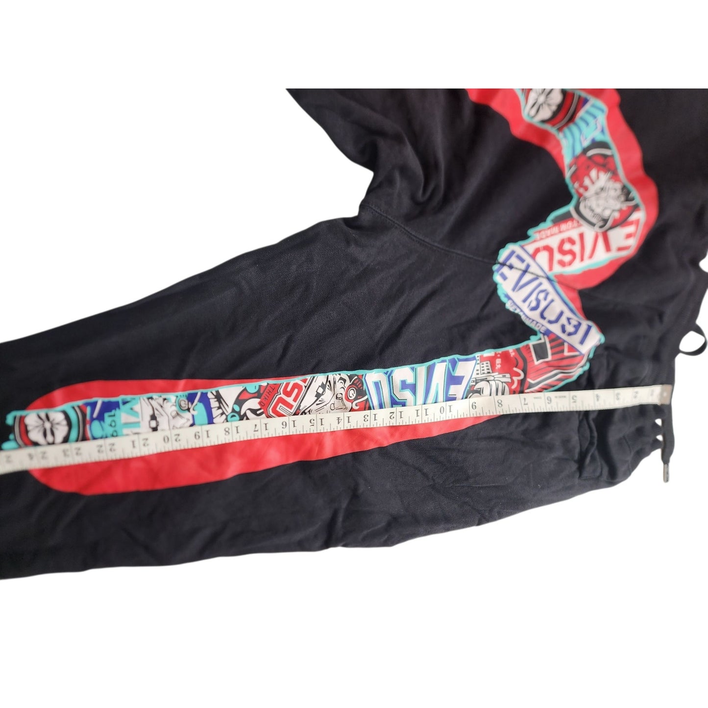 EVISU Heritage Custom XL Sweatpants Red Daicock Graphic Logo Streetwear Joggers