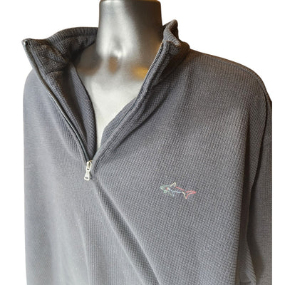 Greg Norman Sweater Men XXL Pullover Zip Black Shark Logo Golf Fleece Sweatshirt