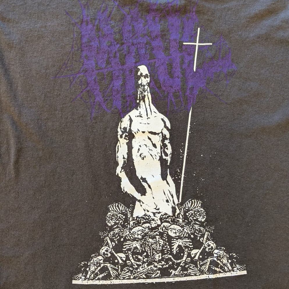 Gothic Graphic Tee T Shirt Mens Medium Short Sleeve Skeleton Macabre Heavy Metal