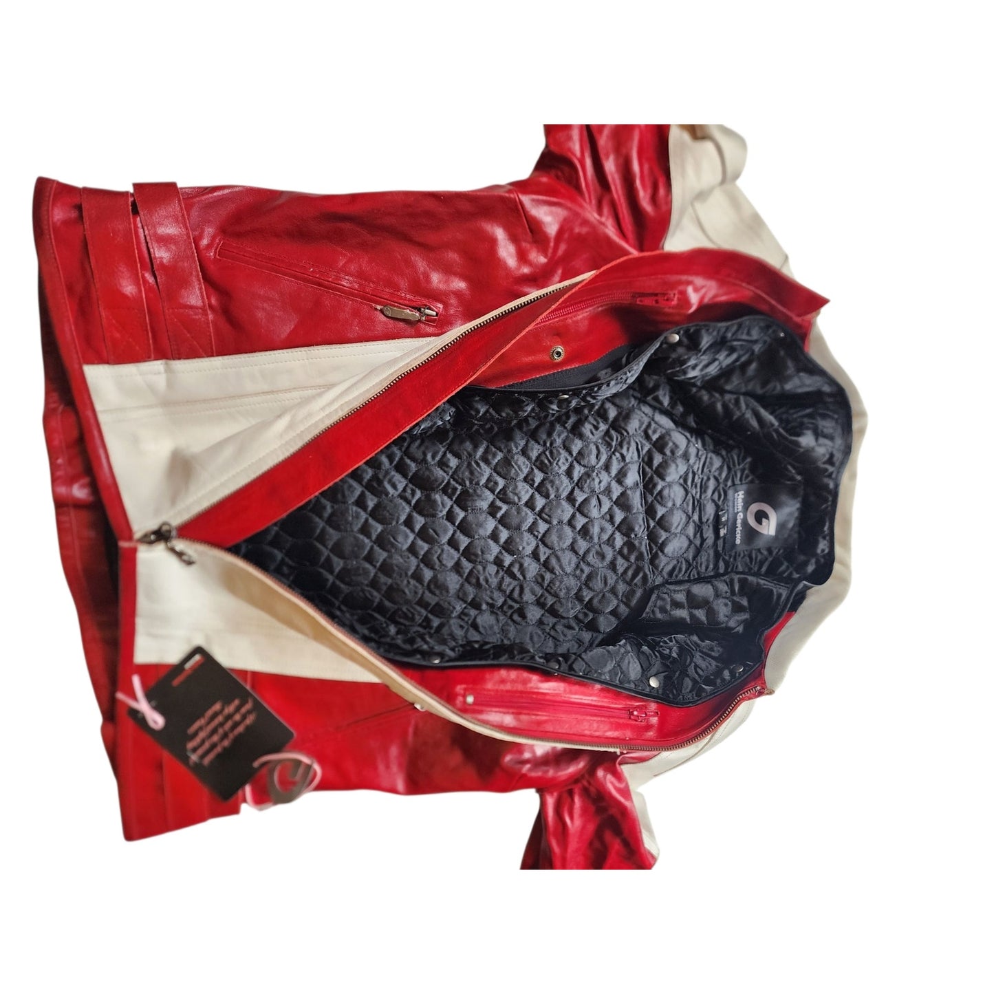 Hein Gericke Leather Motorcycle Jacket Size 14 Racing Quilted Lining Retro Biker