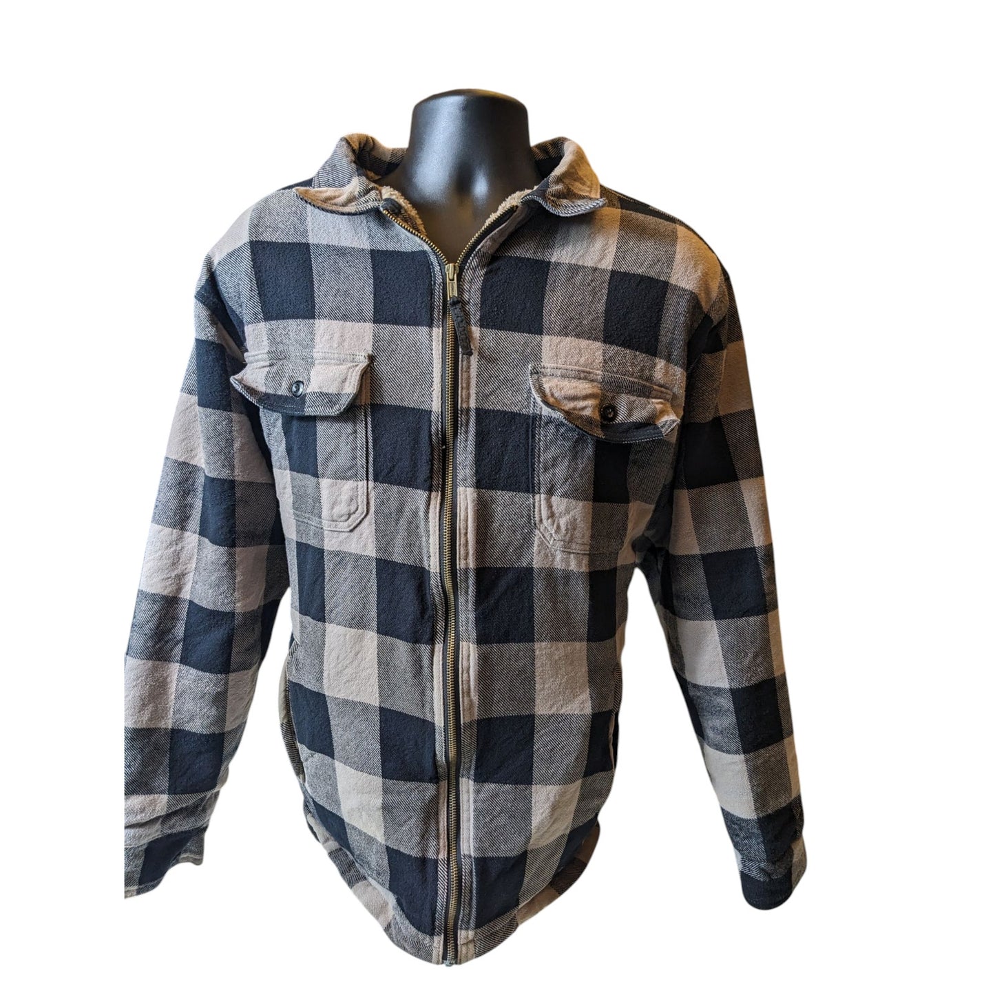 Field N Forest Sherpa Flannel Jacket Men XLT Zip BuffaloPlaid Lumberjack Shacket